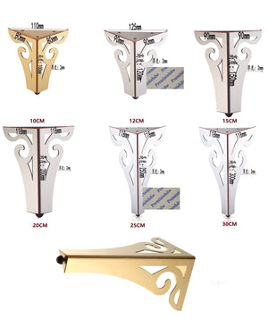 2Pcs/Lot Stainless Steel Furniture Sofa Legs European Hollow Out Flower Pattern Cabinet Feet Hardware Accessories Gold Polished