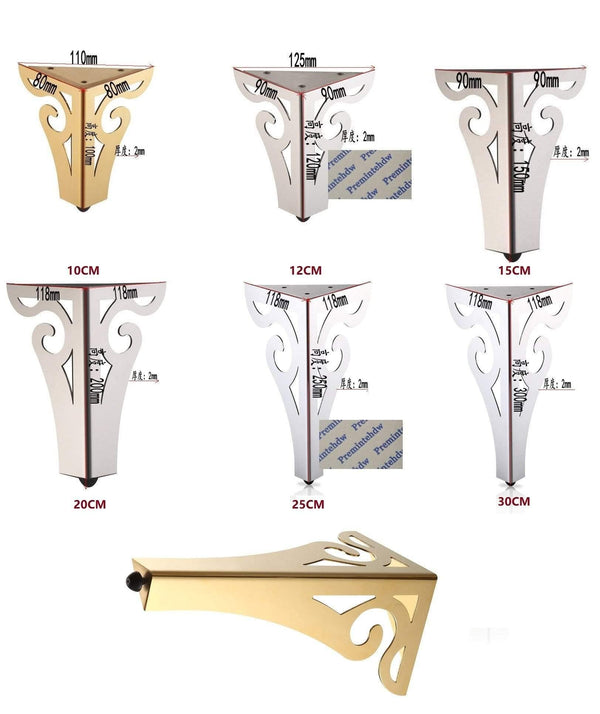 2Pcs/Lot Stainless Steel Furniture Sofa Legs European Hollow Out Flower Pattern Cabinet Feet Hardware Accessories Gold Polished