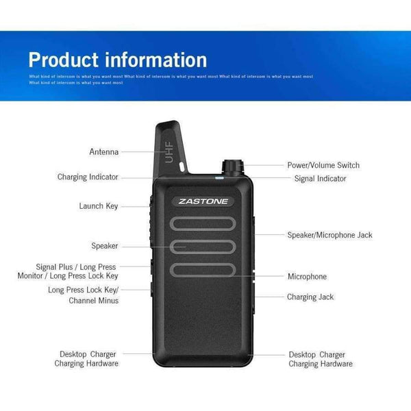 2Pcs/lot Zastone Zt-X6 Uhf 400-470 Mhz Black Handheld Communication Equipment Mini Radio Set Portable Small Walkie Talkie X6