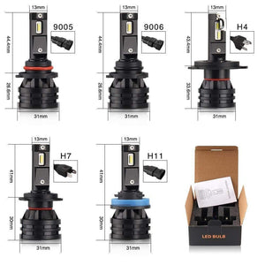 Planet Gates 2PCS M2 Car Led Headlight H4 H7 H8 H9 H11 9005 Hb3 9006 Hb4 9012 Led Lamp  CSP CHIP Turbo Led 6500K 12000LM Mini Size 12V 24V