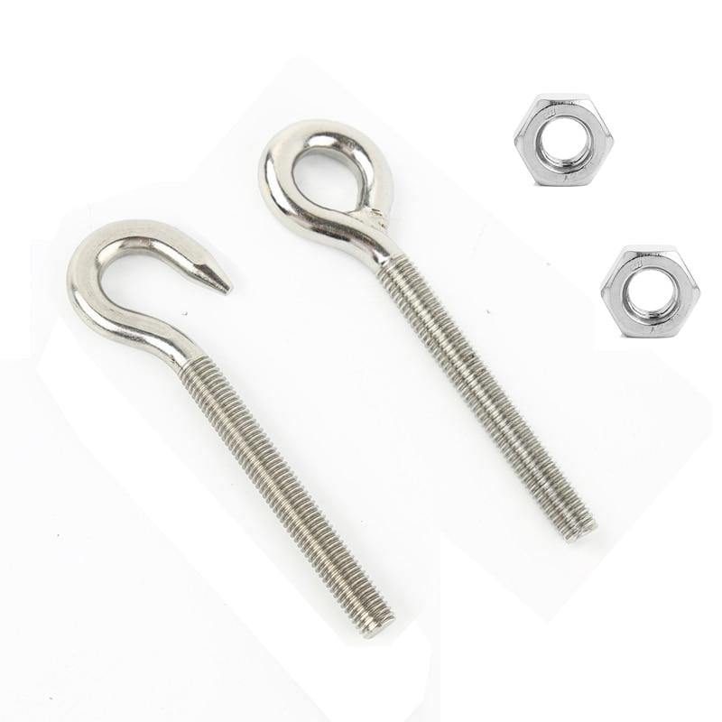 2pcs M4 M5 M6 M8 304 Stainless Steel Sheep Eye Screw Bolt Ring Hook With 2pieces Nuts