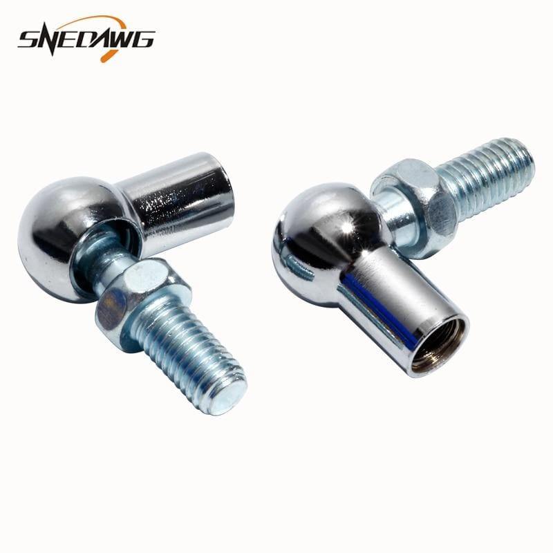 2PCS M6/M8 Gas Spring Connectors 8mm/10mm Male Thread Silver Tone Metal Screwed Rod End Bearing Ball Joint