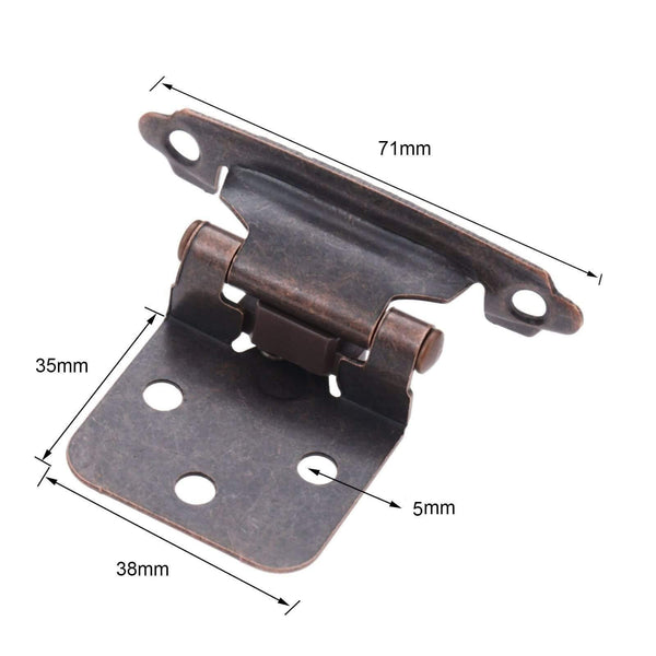 2Pcs Overlay Cabinet Hinges Self Close Cabinet Door Hinge Kitchen Cupboard Flush Hinge Antique Furniture Hardware 71*38*35mm