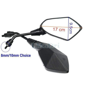 Planet Gates 2Pcs/Pair Motorcycle Mirror Scooter E-Bike Rearview Mirrors Electrombile Back Side Convex Mirror 8mm 10mm Carbon Fiber