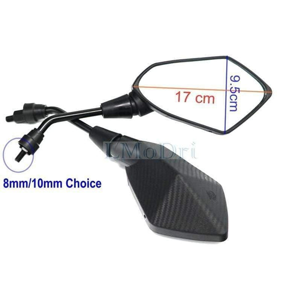 Planet Gates 2Pcs/Pair Motorcycle Mirror Scooter E-Bike Rearview Mirrors Electrombile Back Side Convex Mirror 8mm 10mm Carbon Fiber