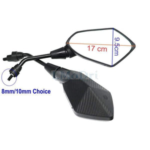 Planet Gates 2Pcs/Pair Motorcycle Mirror Scooter E-Bike Rearview Mirrors Electrombile Back Side Convex Mirror 8mm 10mm Carbon Fiber