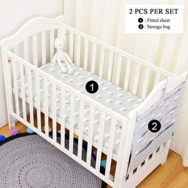 Planet Gates 2pcs raining clauds Infant Baby Kids Cotton Nursery bedding Crib Bumper Bed Protector,Fashion Raining Bedding Set available 1-5pcs/set