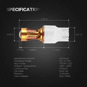 Planet Gates 2pcs Red High Power 15SMD 3030 LED 7443 T20 W21/5W Car Bulbs For Signal Lights Tail Lights Brake Lights Bright Red