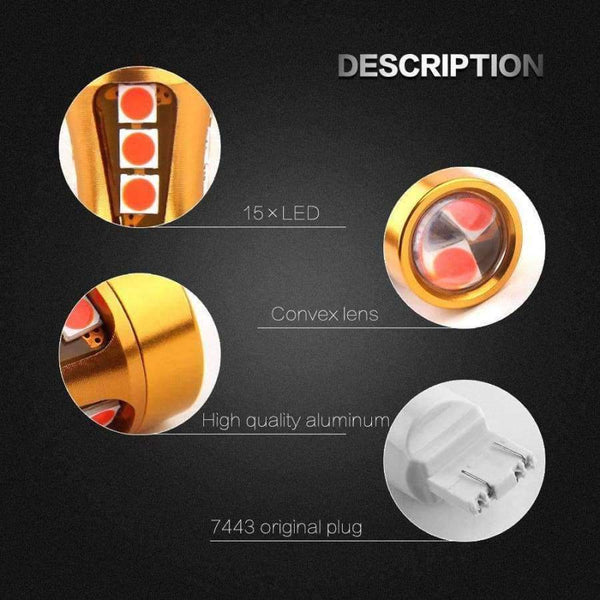 Planet Gates 2pcs Red High Power 15SMD 3030 LED 7443 T20 W21/5W Car Bulbs For Signal Lights Tail Lights Brake Lights Bright Red