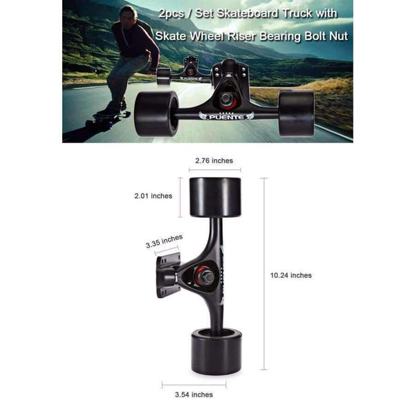 Planet Gates 2pcs / Set Skateboard Truck With 70*50mm Skate Wheel + Riser Pad + ABEC - 9 bearings  Installing Tool for Skateboard