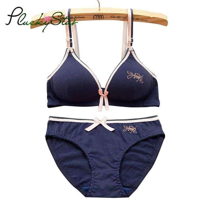Planet Gates 2Pcs/Set Teenage Girl Clothing Underwear Sexy Bras For Girls 12/14/16Y Brassiere Briefs Cotton Training Bra KW26