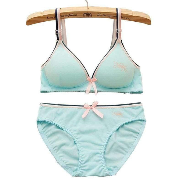 Planet Gates 2Pcs/Set Teenage Girl Clothing Underwear Sexy Bras For Girls 12/14/16Y Brassiere Briefs Cotton Training Bra KW26