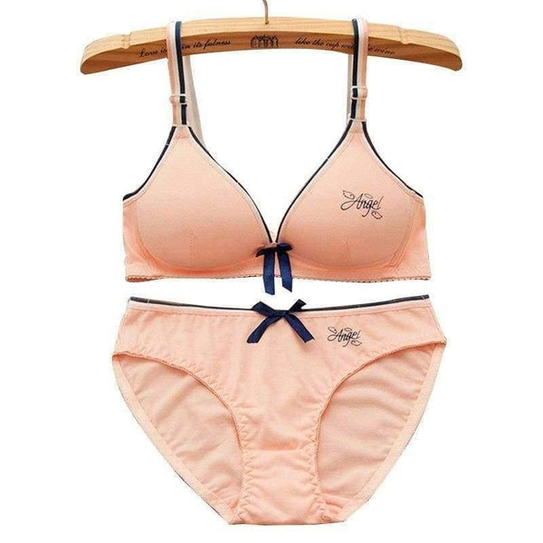 Planet Gates 2Pcs/Set Teenage Girl Clothing Underwear Sexy Bras For Girls 12/14/16Y Brassiere Briefs Cotton Training Bra KW26