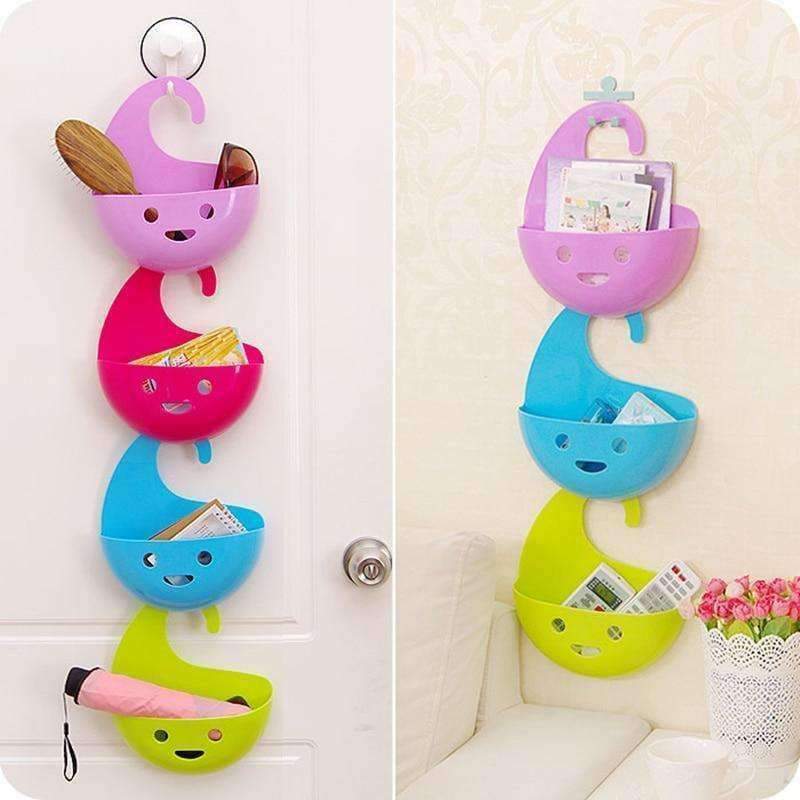 Planet Gates 2pcs Smile Face Hanging Storage Basket stackable storage rack Shower Bath Organizer  bathroom kitchen  accessories