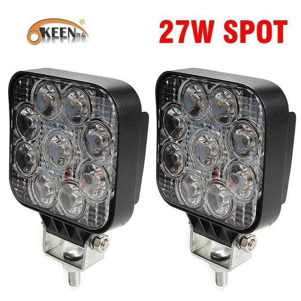 Planet Gates 2pcs Spot 27W 4inch 10cm 18W 27W 48W Offroad Car 4WD Truck Tractor Boat Trailer 4x4 SUV ATV 12V Spot Flood LED Light Bar LED Work Light