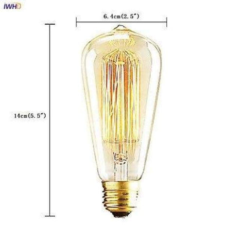 Planet Gates 2ks ST64 IWHD Ampule Vintage Lamp Edison Bulb ST64 E27 40W 220V Retro Lamp Light Light Industrial Decoration Ampul Bombillas Gloeilamp