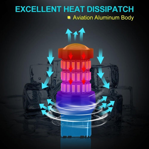 Planet Gates 2pcs T20 7440 W21W LED 7443 SRCK W21/5W LED Bulbs WY21W 12V 1200LM Car Lights Turn Signal Brake Reverse Tail Lamp Auto Bulb