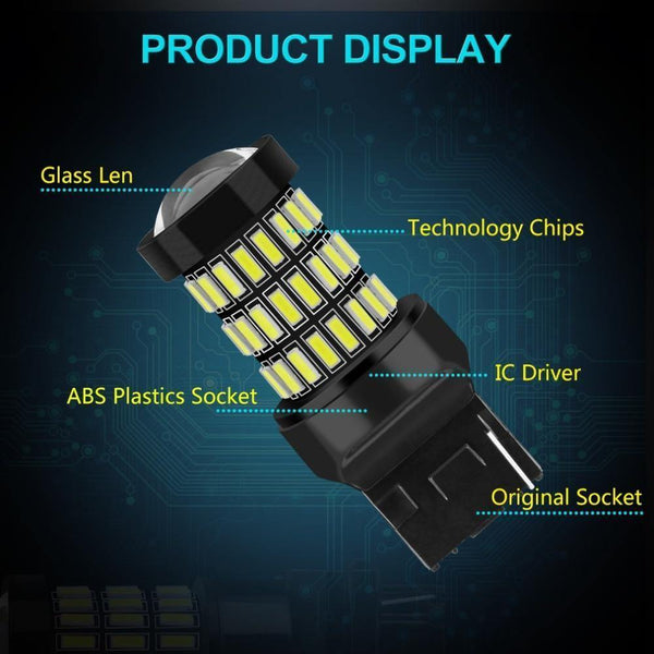 Planet Gates 2pcs T20 7440 W21W WY21W LED 7443 SRCK W21/5W LED Bulbs 12V Car Lights Turn Signal Brake Reverse Tail Lamp Auto 1200LM