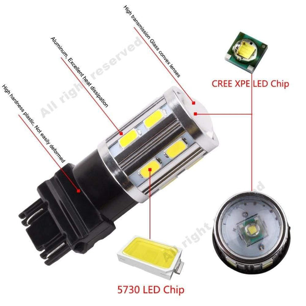 Planet Gates 2Pcs T25 LED 3157 3156 3057 3056  p27/7w LED Bulbs 12 SMD LED Bulb Car Rear Brake Lights Parking 12V Amber White Red  D020