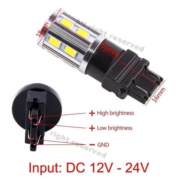 Planet Gates 2Pcs T25 LED 3157 3156 3057 3056  p27/7w LED Bulbs 12 SMD LED Bulb Car Rear Brake Lights Parking 12V Amber White Red  D020