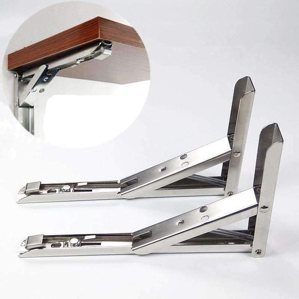 Planet Gates 2pcs Triangular Stainless Steel bracket folding 90 degree wall bracket shelves Wall hanging  Rack Hardware furniture accessories
