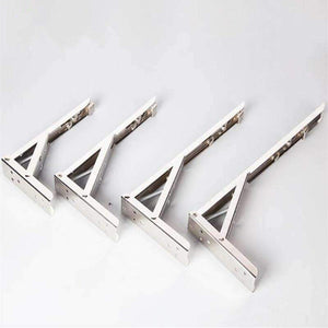 Planet Gates 2pcs Triangular Stainless Steel bracket folding 90 degree wall bracket shelves Wall hanging  Rack Hardware furniture accessories