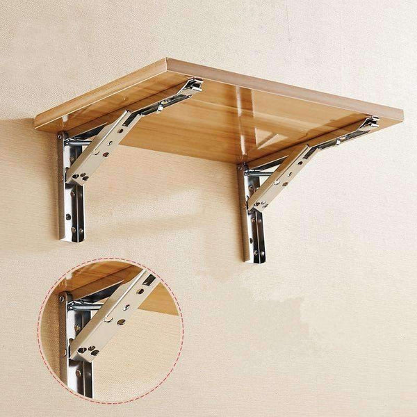 Planet Gates 2pcs Triangular Stainless Steel bracket folding 90 degree wall bracket shelves Wall hanging  Rack Hardware furniture accessories