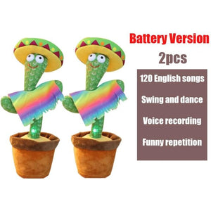 Planet Gates 2PCS Type 3 2PCS 120 Songs USB Dancing cactus Dancer Speaker Repeat Say Talk talking Baby Stuffed Plush plushie Toy children's toys for girl