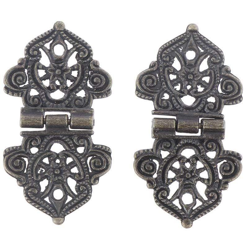 2pcs Vintage Alloy Hollow Flower Hinge Chinese Furniture Hardware Metal Hinges Cabinet Door Butt Hinges For DIY Box 24*54mm