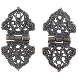 2pcs Vintage Alloy Hollow Flower Hinge Chinese Furniture Hardware Metal Hinges Cabinet Door Butt Hinges For DIY Box 24*54mm