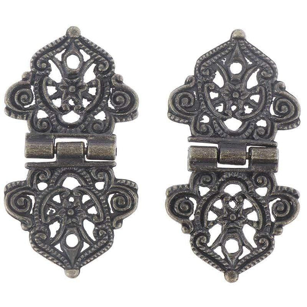 2pcs Vintage Alloy Hollow Flower Hinge Chinese Furniture Hardware Metal Hinges Cabinet Door Butt Hinges For DIY Box 24*54mm