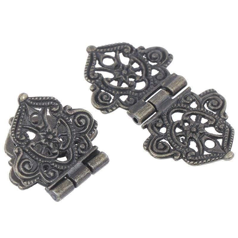 2pcs Vintage Alloy Hollow Flower Hinge Chinese Furniture Hardware Metal Hinges Cabinet Door Butt Hinges For DIY Box 24*54mm