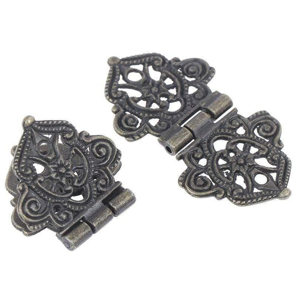 2pcs Vintage Alloy Hollow Flower Hinge Chinese Furniture Hardware Metal Hinges Cabinet Door Butt Hinges For DIY Box 24*54mm