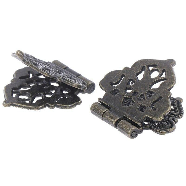 2pcs Vintage Alloy Hollow Flower Hinge Chinese Furniture Hardware Metal Hinges Cabinet Door Butt Hinges For DIY Box 24*54mm