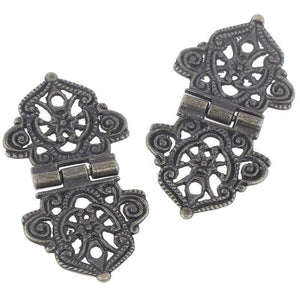 2pcs Vintage Alloy Hollow Flower Hinge Chinese Furniture Hardware Metal Hinges Cabinet Door Butt Hinges For DIY Box 24*54mm