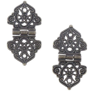 2pcs Vintage Alloy Hollow Flower Hinge Chinese Furniture Hardware Metal Hinges Cabinet Door Butt Hinges For DIY Box 24*54mm