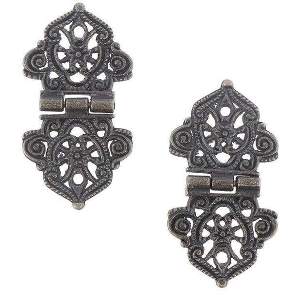 2pcs Vintage Alloy Hollow Flower Hinge Chinese Furniture Hardware Metal Hinges Cabinet Door Butt Hinges For DIY Box 24*54mm
