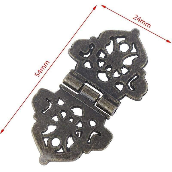 2pcs Vintage Alloy Hollow Flower Hinge Chinese Furniture Hardware Metal Hinges Cabinet Door Butt Hinges For DIY Box 24*54mm