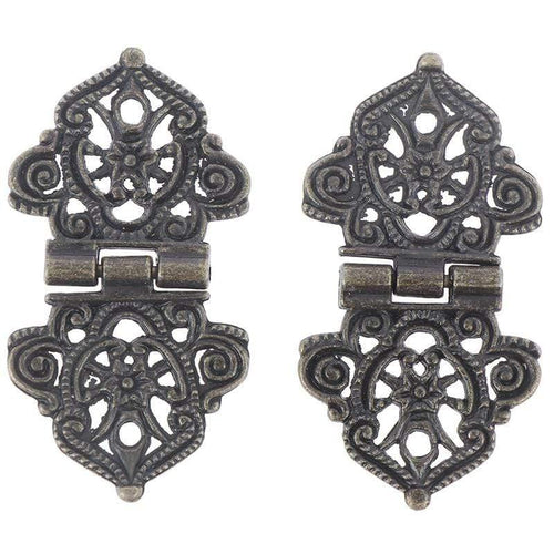 2pcs Vintage Alloy Hollow Flower Hinge Chinese Furniture Hardware Metal Hinges Cabinet Door Butt Hinges For DIY Box 24*54mm