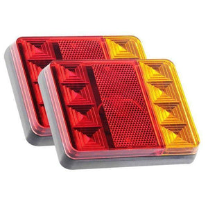 Planet Gates 2pcs Waterproof 8 LED Car Tail Light Rear Lamps Pair Boat Trailer 12V Rear Parts for Trailer Truck Car Lighting Waterproof IP65