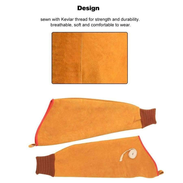 Planet Gates 2PCS Wear-resistant Cowhide Welding Sleeves of Welder Clothing High Temperature Resistant Working Arm Protective Safety Sleeves