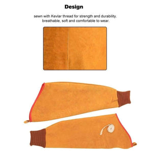 Planet Gates 2PCS Wear-resistant Cowhide Welding Sleeves of Welder Clothing High Temperature Resistant Working Arm Protective Safety Sleeves