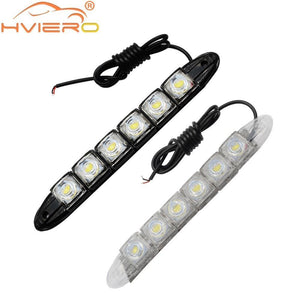 Planet Gates 2Pcs White Waterproof Bright Flexible Driving Fog Bulb Warning Lamp Car Styling DRL Daytime Running Light 6LED DC 12V Auto Led