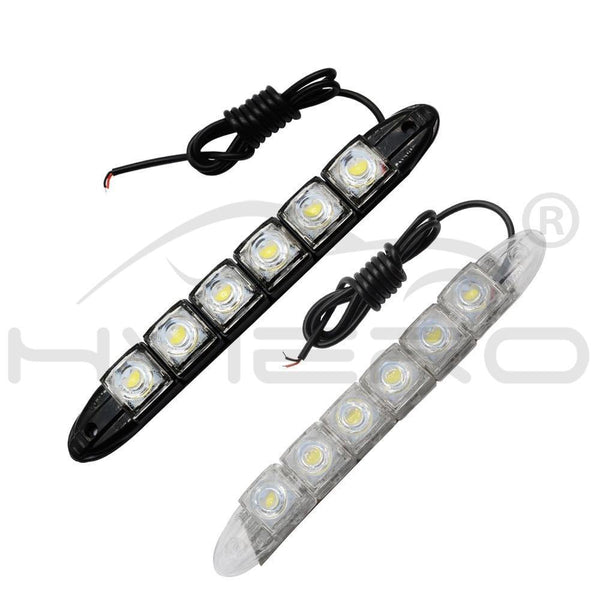 Planet Gates 2Pcs White Waterproof Bright Flexible Driving Fog Bulb Warning Lamp Car Styling DRL Daytime Running Light 6LED DC 12V Auto Led