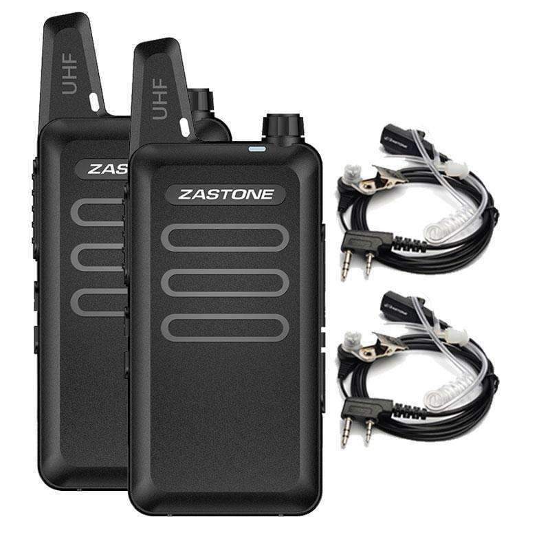 Planet Gates 2pcs Zastone X6 Mini Walkie Talkie UHF 400-470Mhz 16 Channels Two way radio With Headsets Portable Communication Equipment ZT-X6