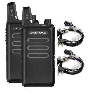 Planet Gates 2pcs Zastone X6 Mini Walkie Talkie UHF 400-470Mhz 16 Channels Two way radio With Headsets Portable Communication Equipment ZT-X6