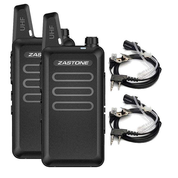 Planet Gates 2pcs Zastone X6 Mini Walkie Talkie UHF 400-470Mhz 16 Channels Two way radio With Headsets Portable Communication Equipment ZT-X6