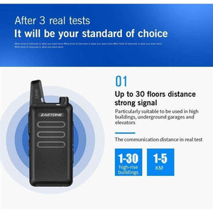 Planet Gates 2pcs Zastone X6 Mini Walkie Talkie UHF 400-470Mhz 16 Channels Two way radio With Headsets Portable Communication Equipment ZT-X6