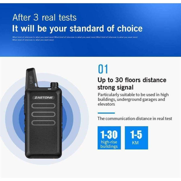 Planet Gates 2pcs Zastone X6 Mini Walkie Talkie UHF 400-470Mhz 16 Channels Two way radio With Headsets Portable Communication Equipment ZT-X6