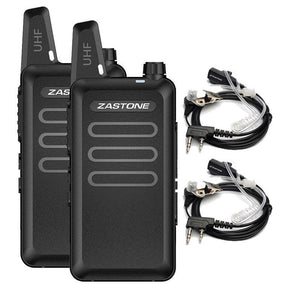 Planet Gates 2pcs Zastone X6 Mini Walkie Talkie UHF 400-470Mhz 16 Channels Two way radio With Headsets Portable Communication Equipment ZT-X6